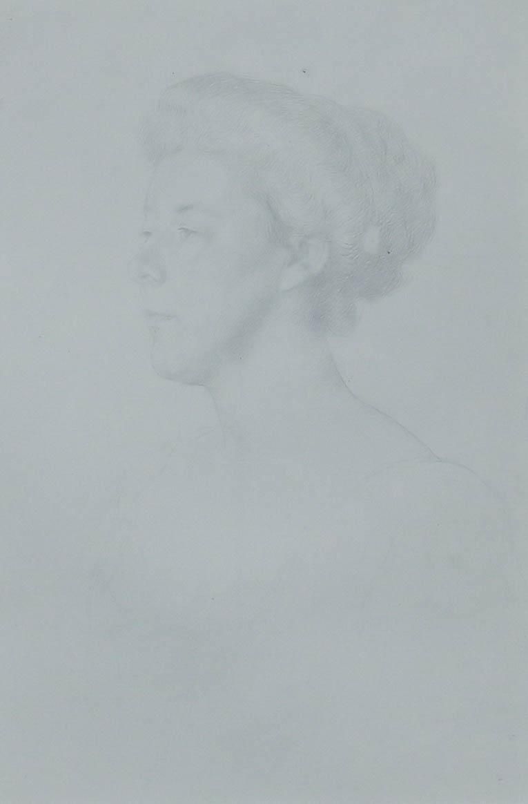 William Strang Ra (1859 1921) 1912 Silverpoint Drawing, Portrait Of A Woman photo furniture