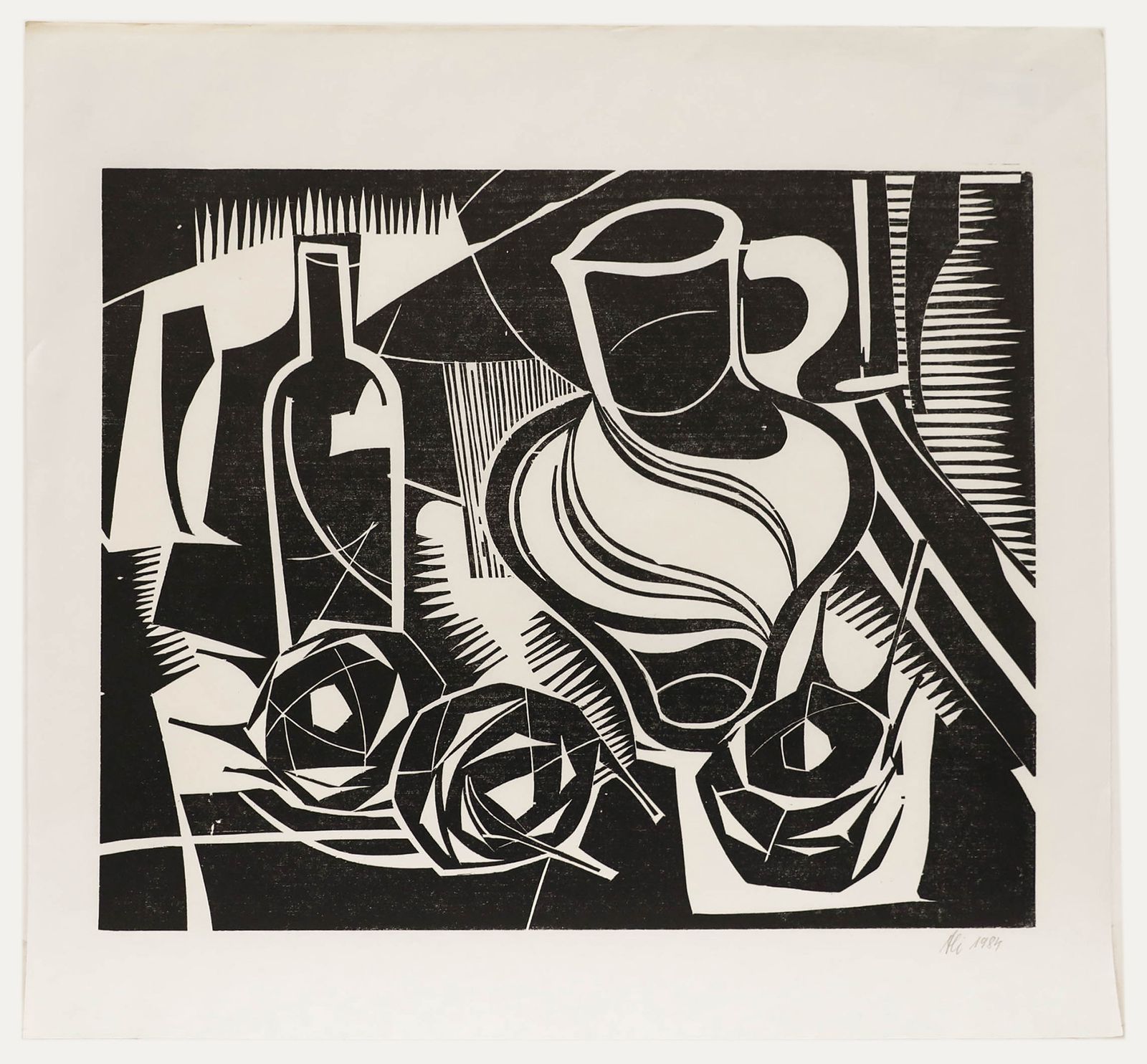 Ali Kurt Baumgarten (1914 2009) 1984 Woodcut, Still Life