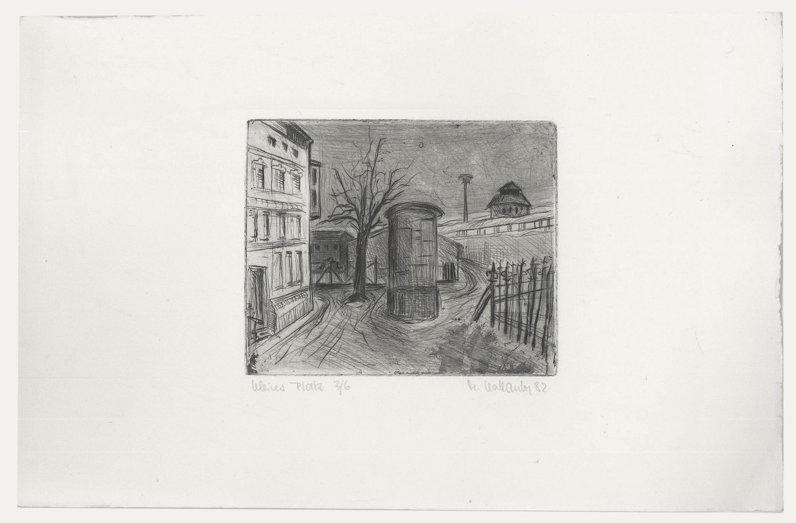 Marion Kallauka (B.1949) 1982 Etching, Berlin Street Scene