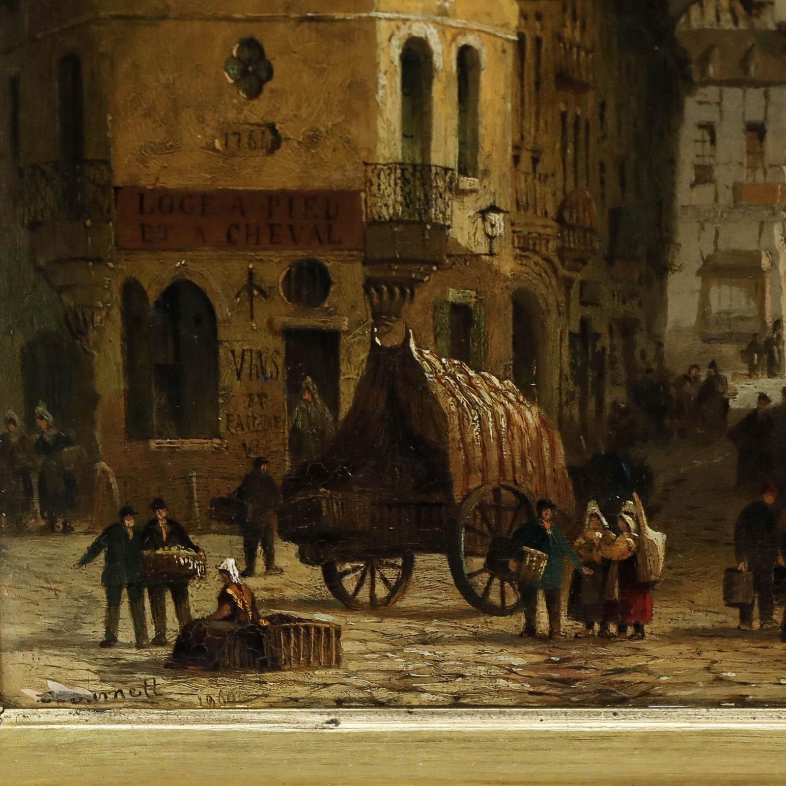 James D. Barnett (Act.1855 1892) Framed 1860 Oil, At Sens, Burgundy photo buy