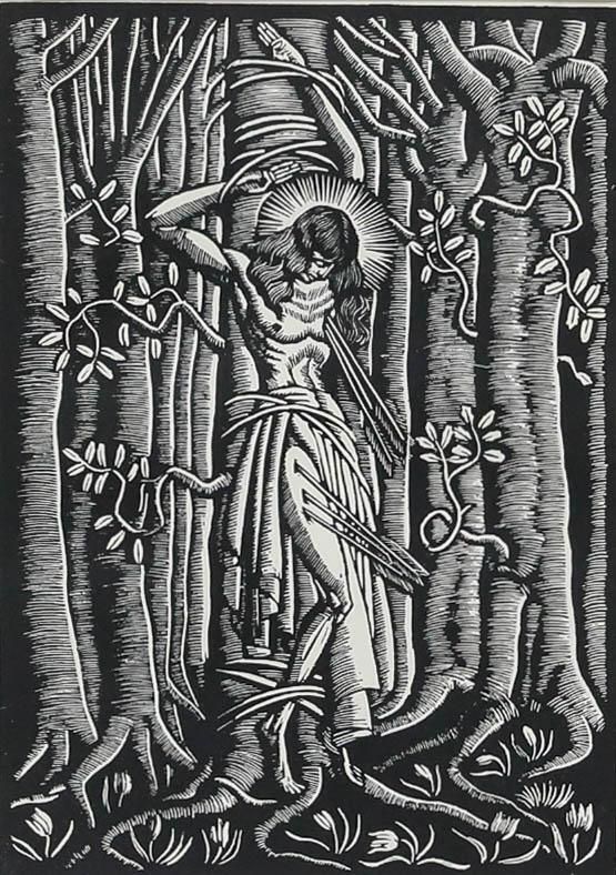 Wladislaw Skoczylas (1883 1934) Framed Lithograph, Saint Sebastian photo furniture