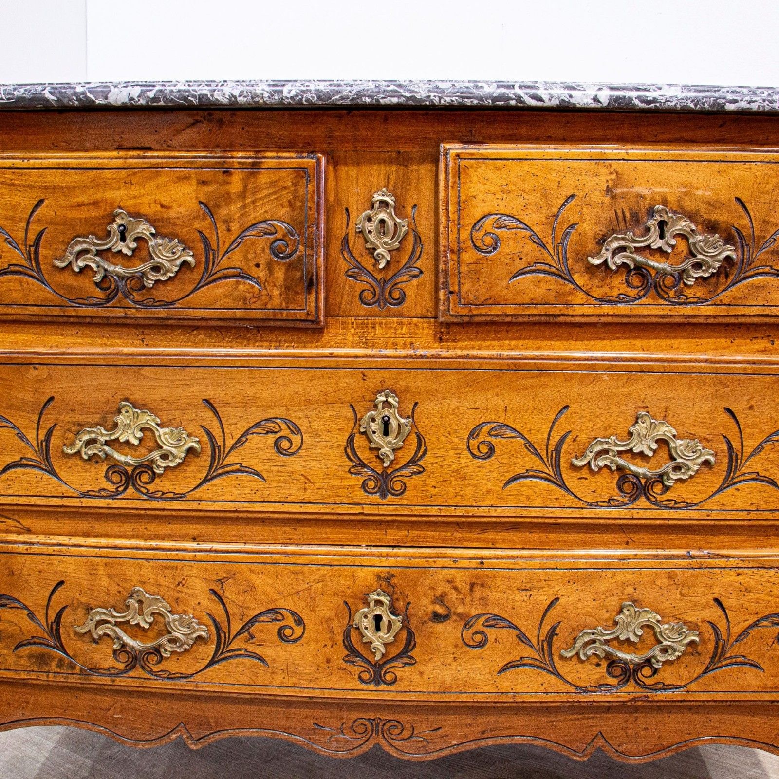 French 18th Century Walnut Louis XV Marble Top Commode photo 1690.0