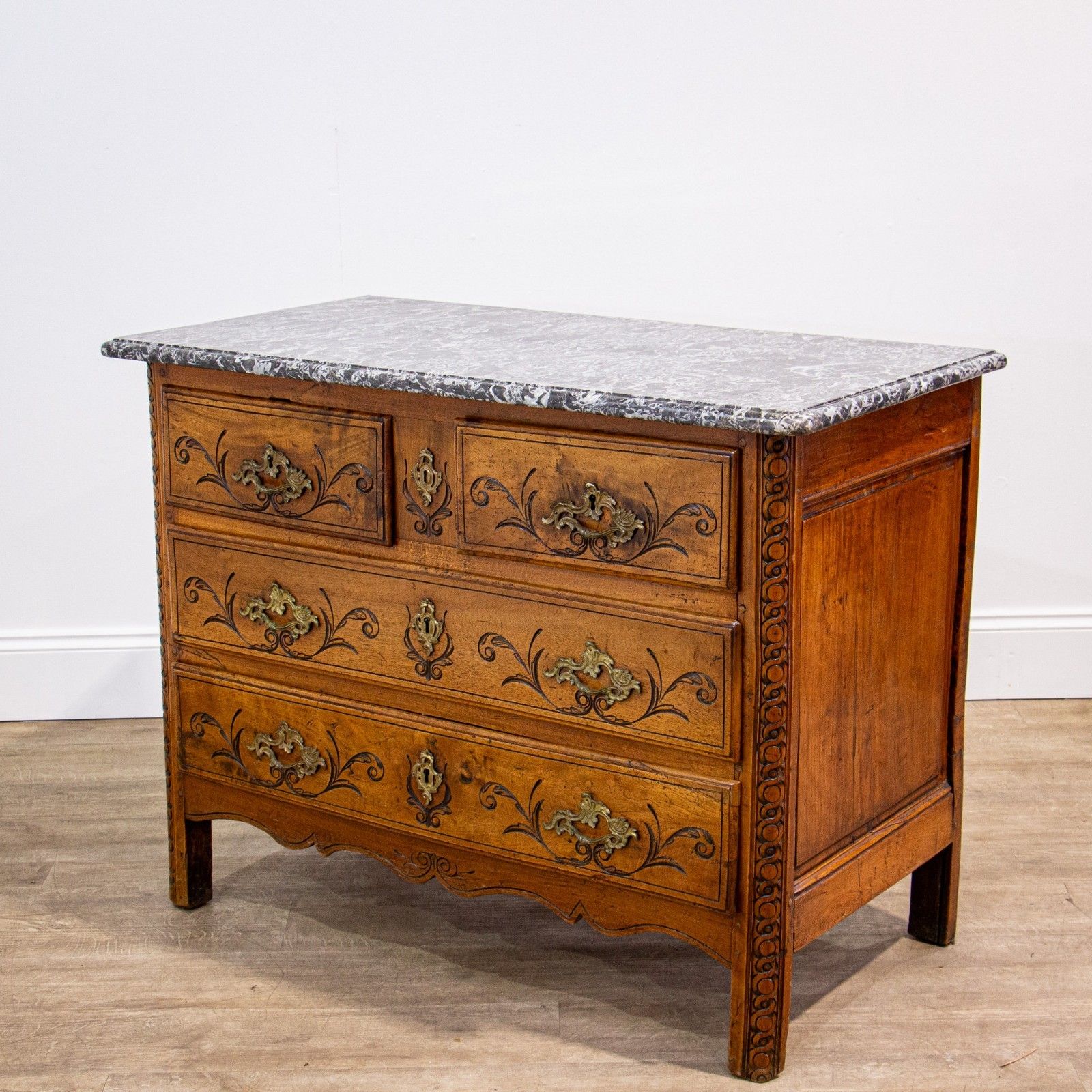 French 18th Century Walnut Louis XV Marble Top Commode photo buy
