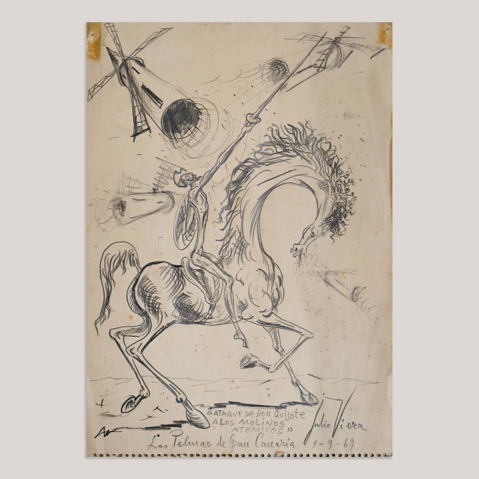Don Quixote Aanvalsscène, Tekening Van Julio Viera photo furniture