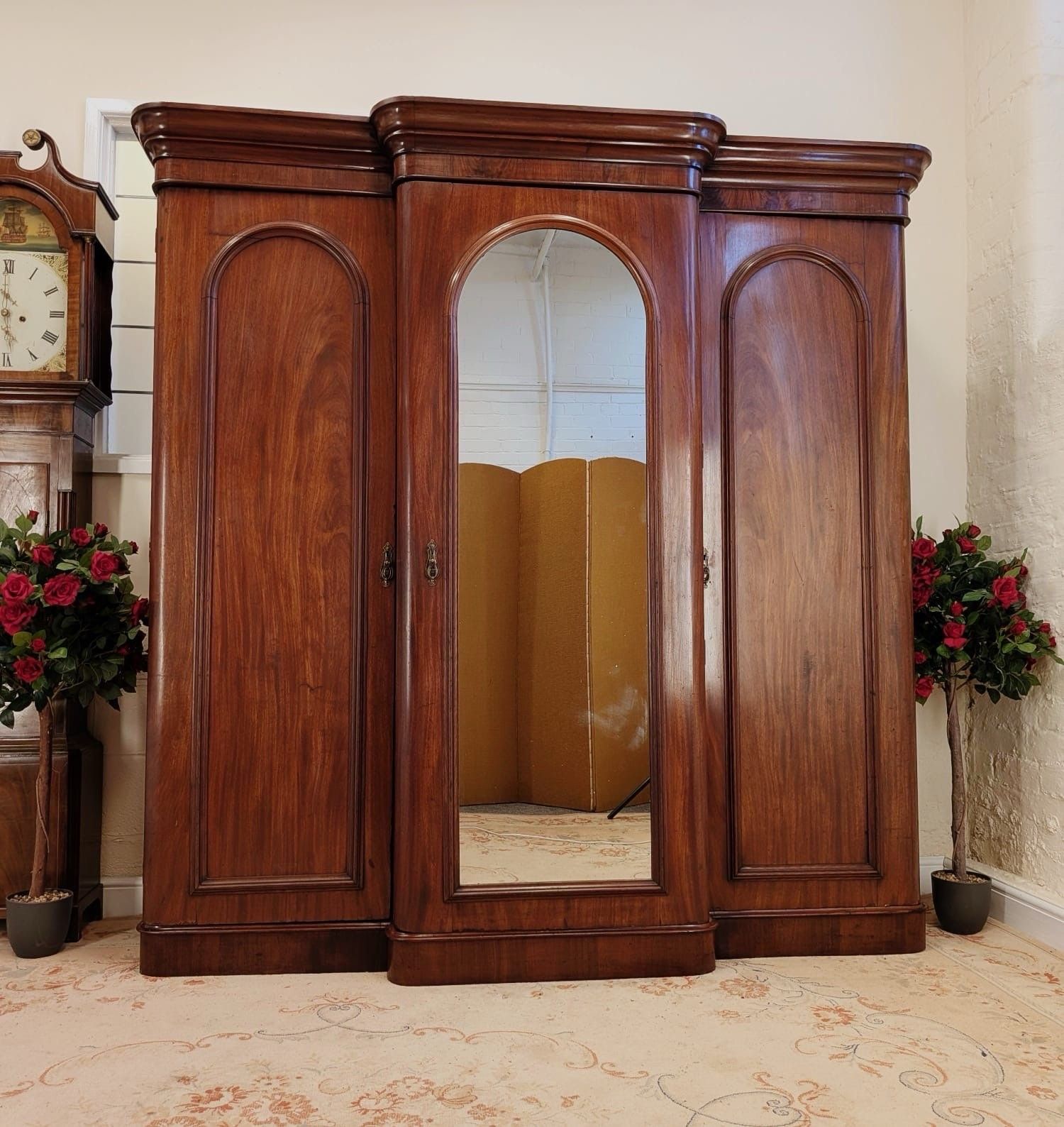 photo furniture Mid Victorian Rustic Triple Breakfront Fitted Wardrobe