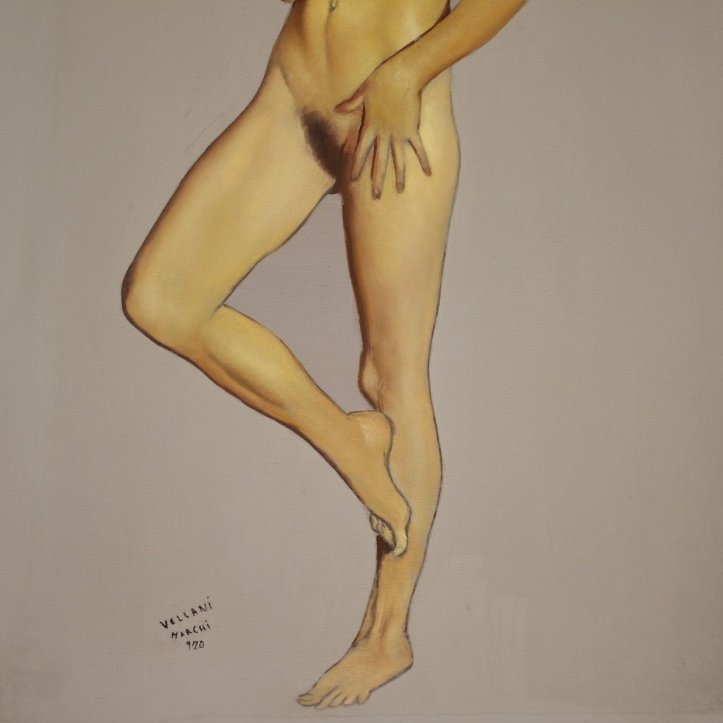 photo vinterior Female Nude Painting Signed By Vellani Marchi Dated 1970