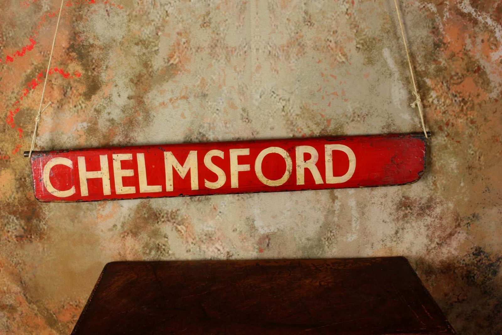 Antique Chelmsford Destination Sign. Train Station Name Plate. C1930. photo furniture