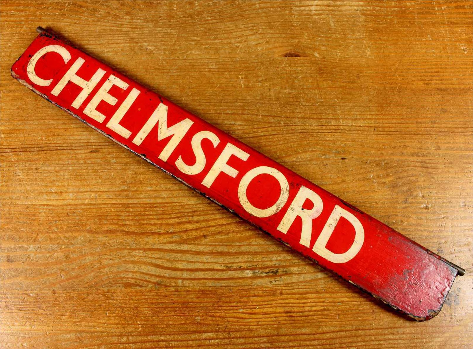 photo vinterior Antique Chelmsford Destination Sign. Train Station Name Plate. C1930.