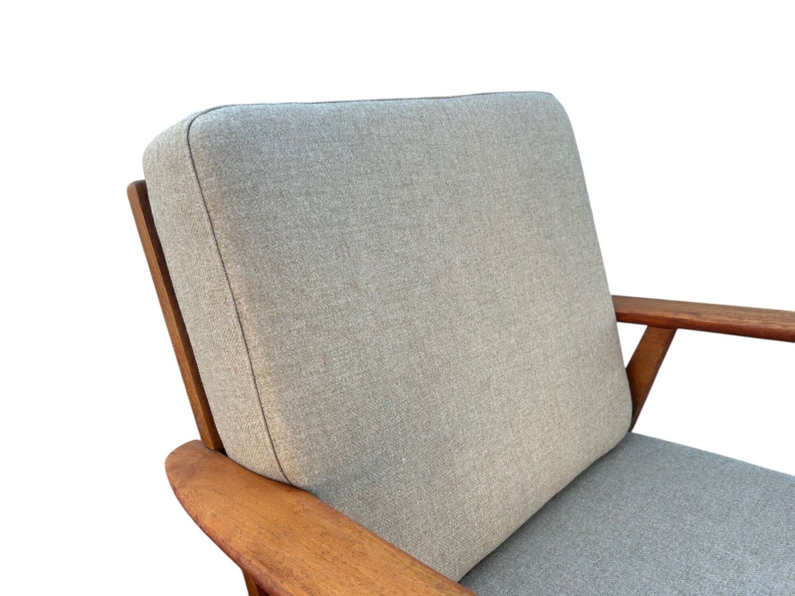 photo buy Danish Teak And Oak Cream Beige Wool Lounge Armchair Mid Century Chair 1960s