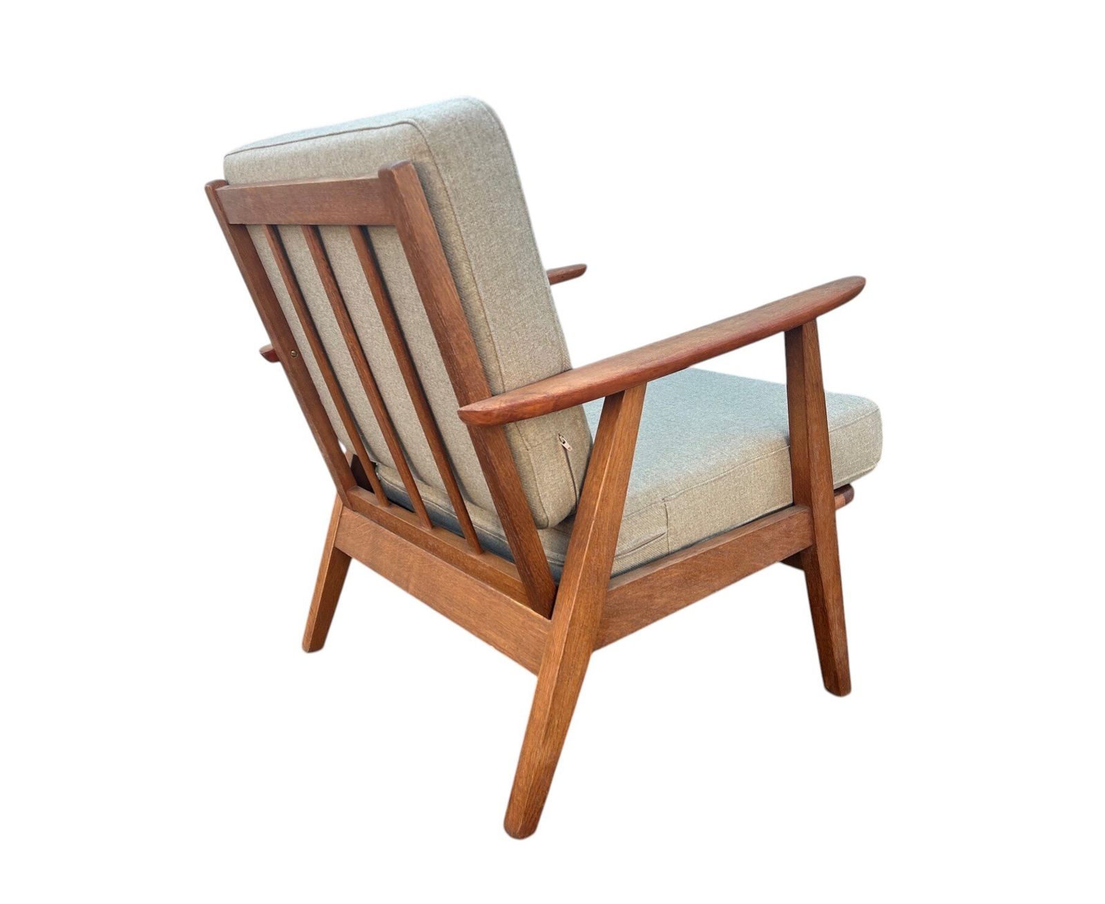 Danish Teak And Oak Cream Beige Wool Lounge Armchair Mid Century Chair 1960s photo Furniture