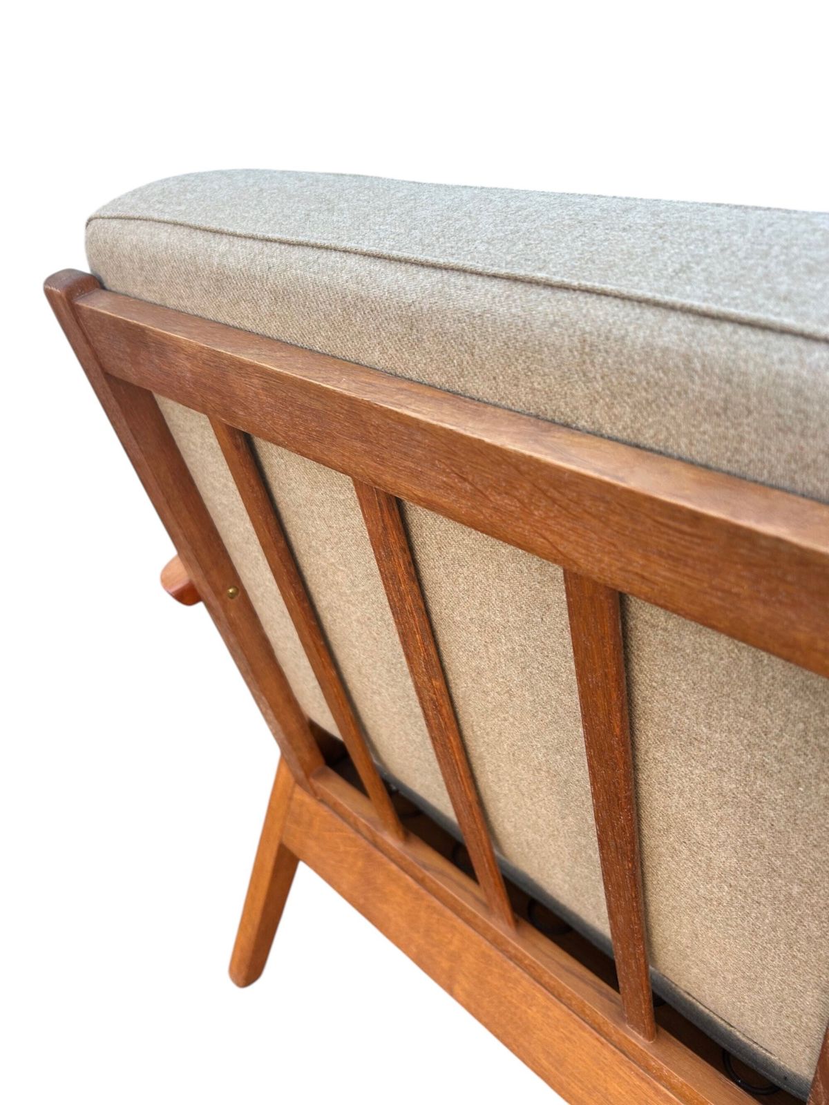 Danish Teak And Oak Cream Beige Wool Lounge Armchair Mid Century Chair 1960s photo 850.0