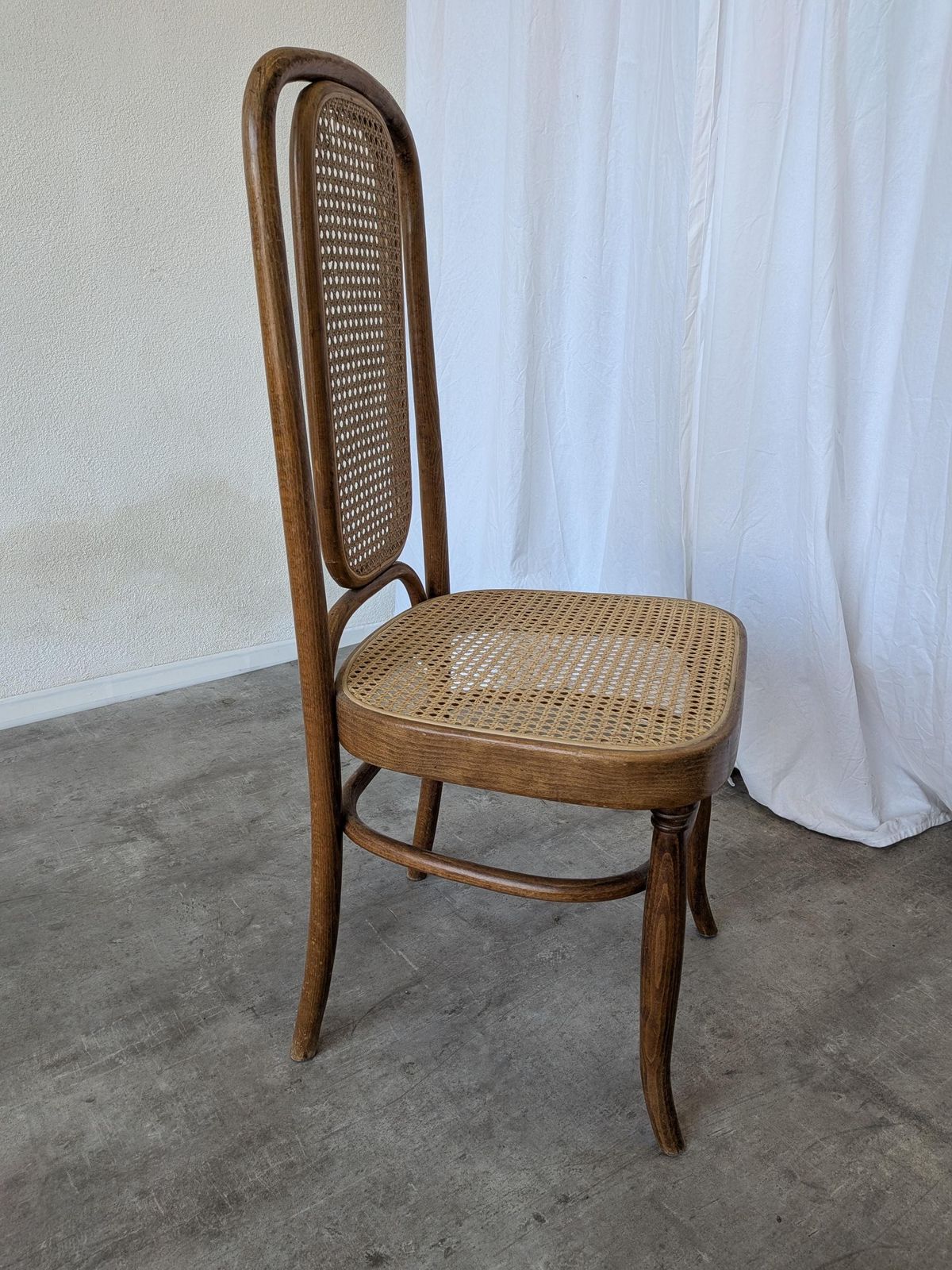 228.0 Vintage High Back Bentwood Cane Dining Chair / Thonet Style / Mundus Florijan Bobić / Torn Seat photo