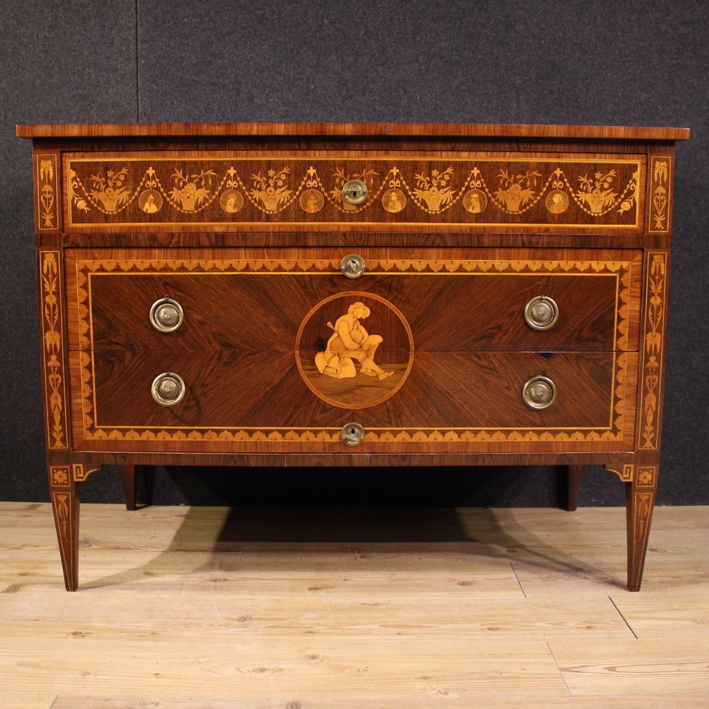 20th Century Italian Louis XVI Style Inlaid Dresser photo Furniture