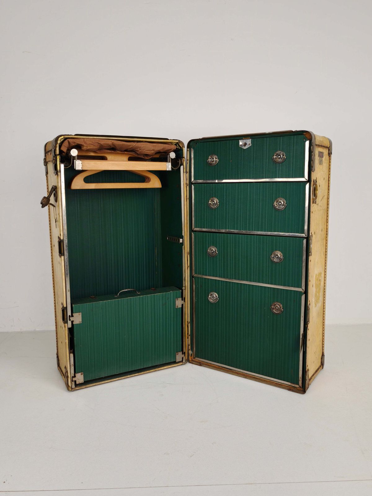 1930s Wardrobe Steamer Trunk By Hartmann – Goat Skin Chest