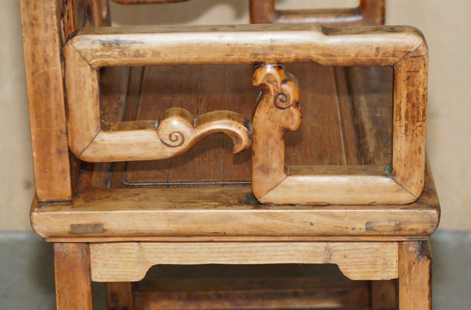 photo buy Pair Of Antique Chinese Elm Inlaid Armchairs Circa 1920 Lovely Timber Patina