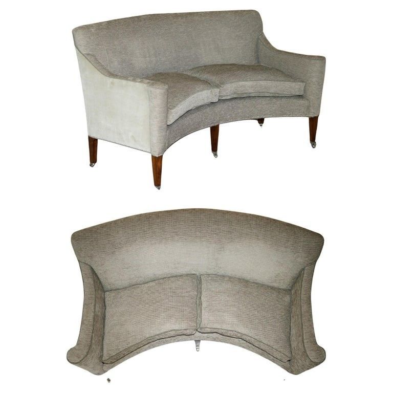 Rrp £7,950 William Yeowood Sylvie Curved 2 Seater Sofa With Oatmeal & Velvet