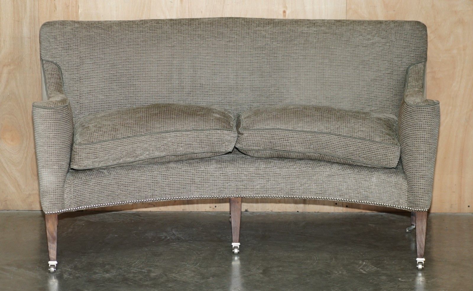 Rrp £7,950 William Yeowood Sylvie Curved 2 Seater Sofa With Oatmeal & Velvet photo for sale