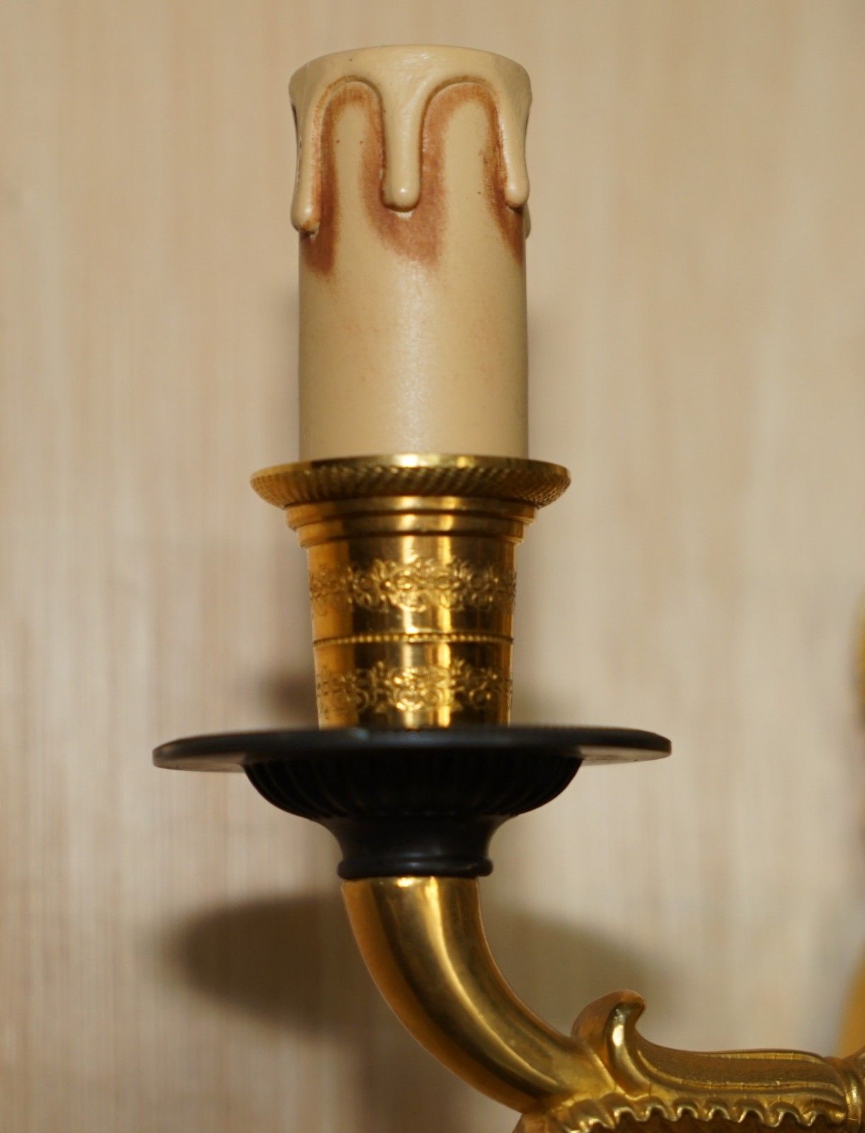 Lighting Pair Of Rrp £4,495 L'originale Italy 24ct Gold Plated Four Candle Bronze Sconces photo