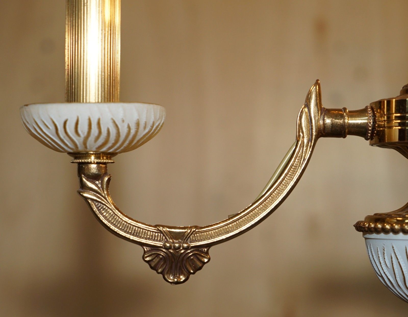 Lighting 1 Of 4 Reccagni Made In Italy Brass & Frosted Glass 3 Candle Light Chandelier photo