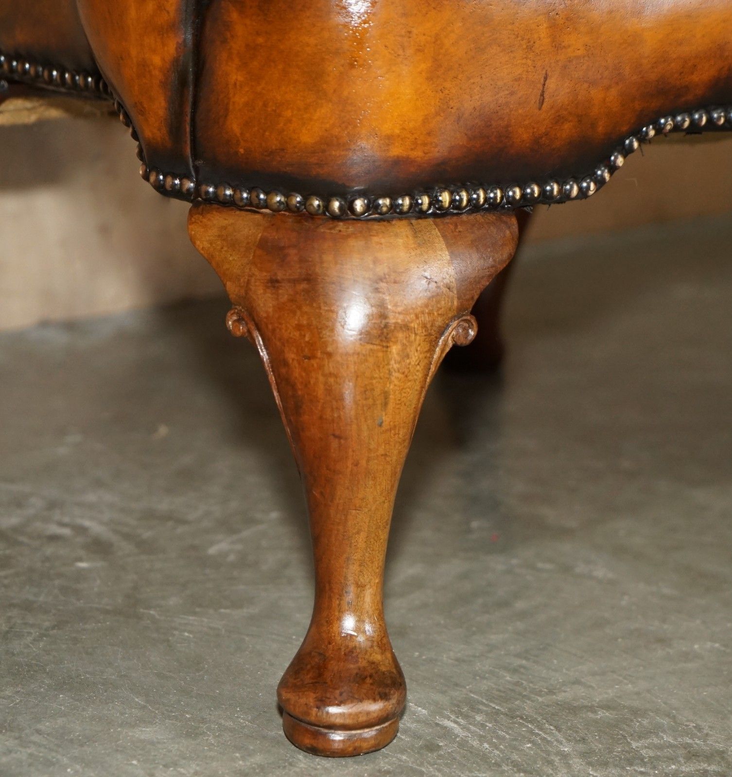 2850.0 Antique Restored Vintage 1920 Brown Leather Wingback Armchair Thomas Chippendale photo