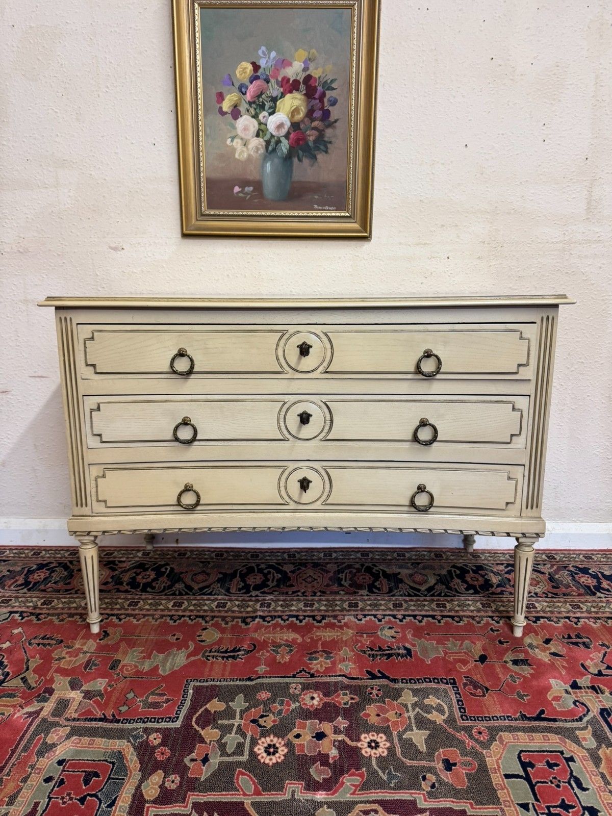 Antique French Empire Curved Chest Of Three Drawers Circa 1920 photo furniture