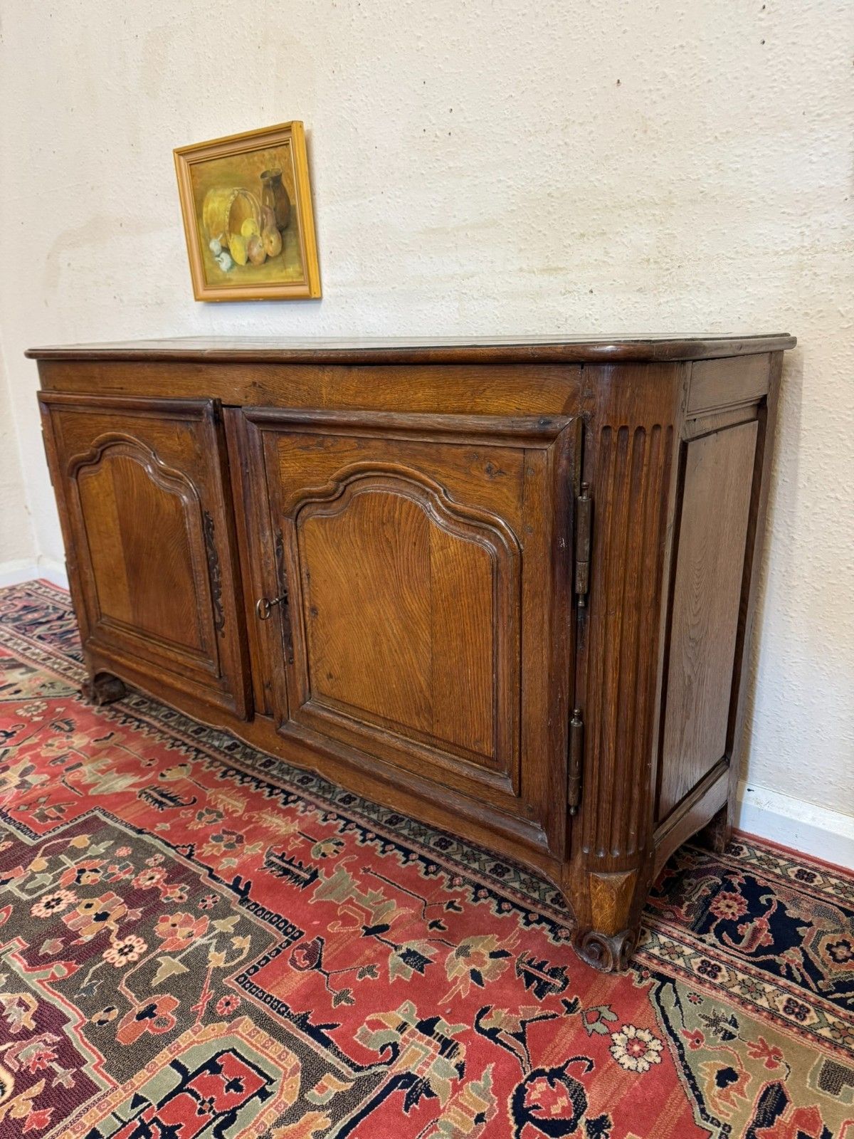 Antique French Country Oak Two Door Cupboard Circa 1870 photo furniture