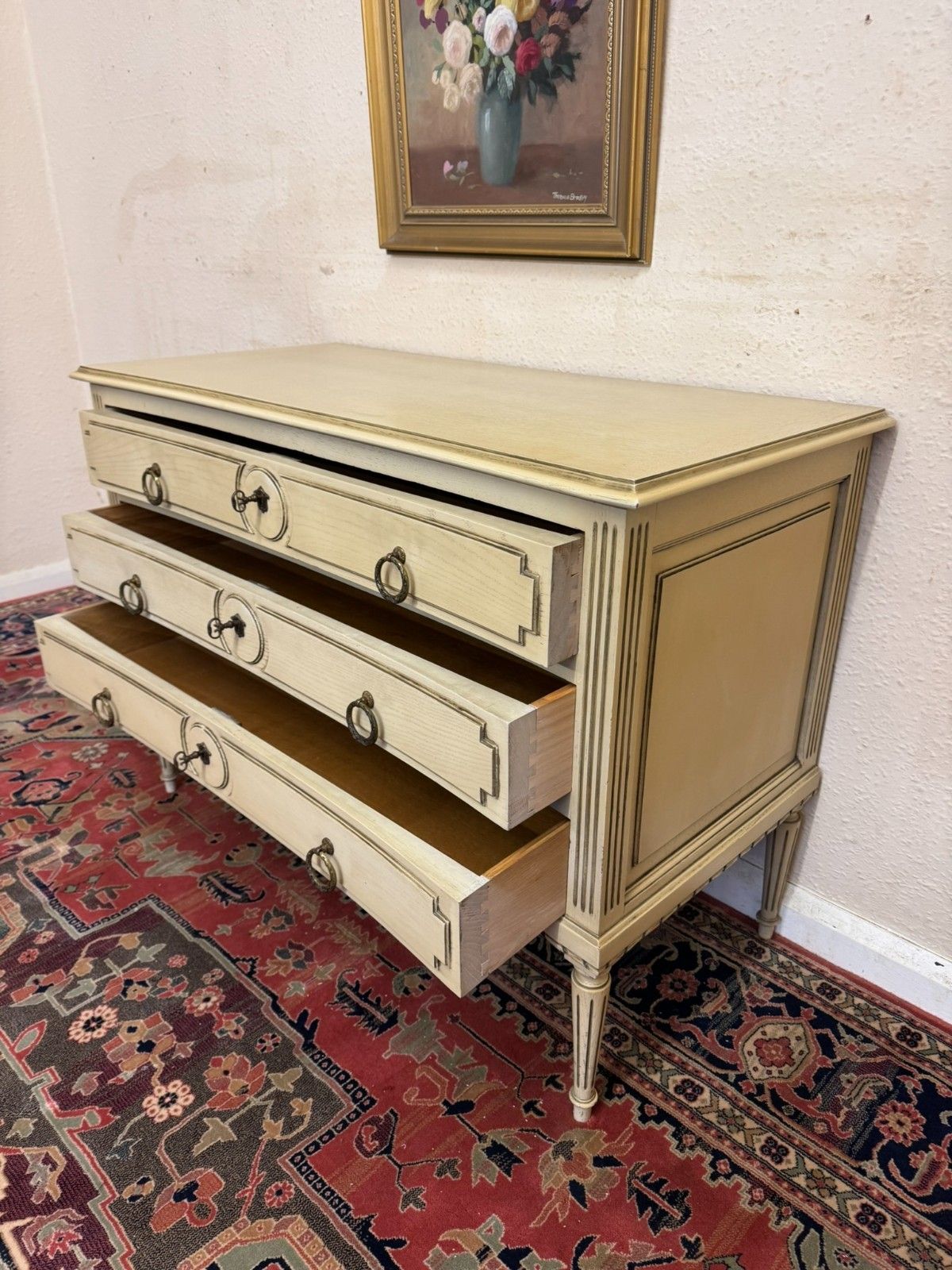 photo for sale Antique French Empire Curved Chest Of Three Drawers Circa 1920