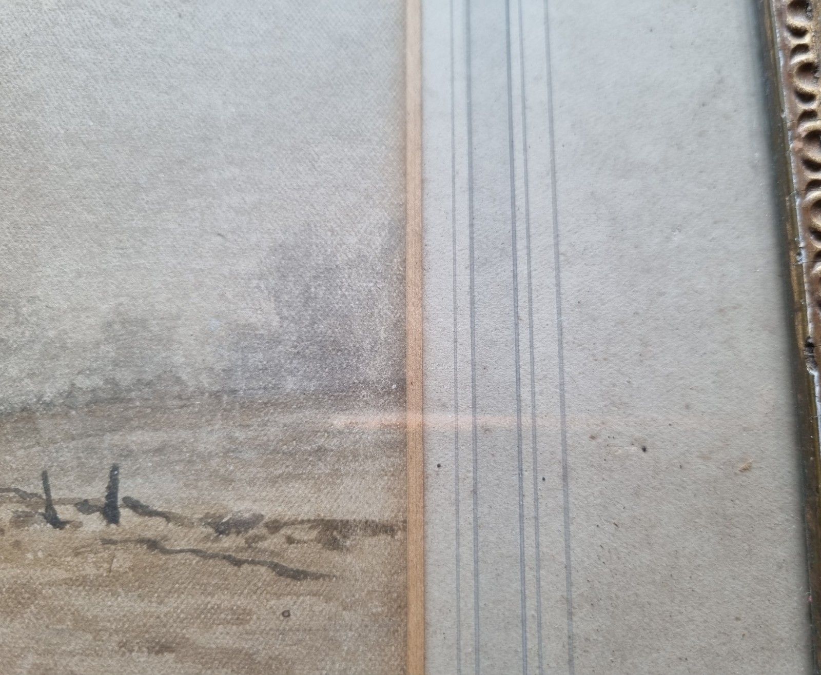 photo buy Antique Framed Watercolour Painting Horses Hunting Scene In Manner Of P.Rideout