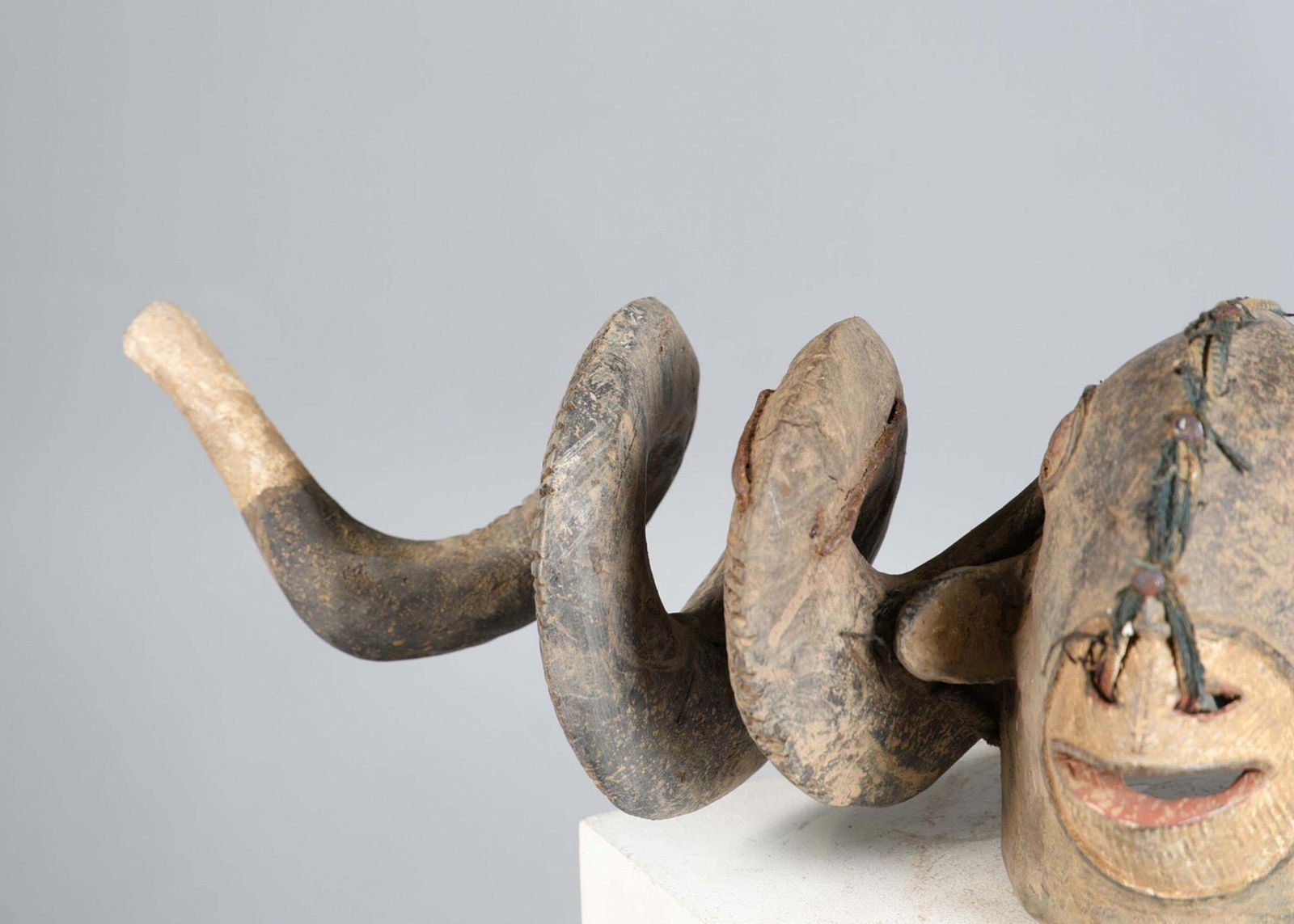 Baule Ram Mask Ivory Coast Tribal African Sculpture Large Wooden Horn Mask photo Art