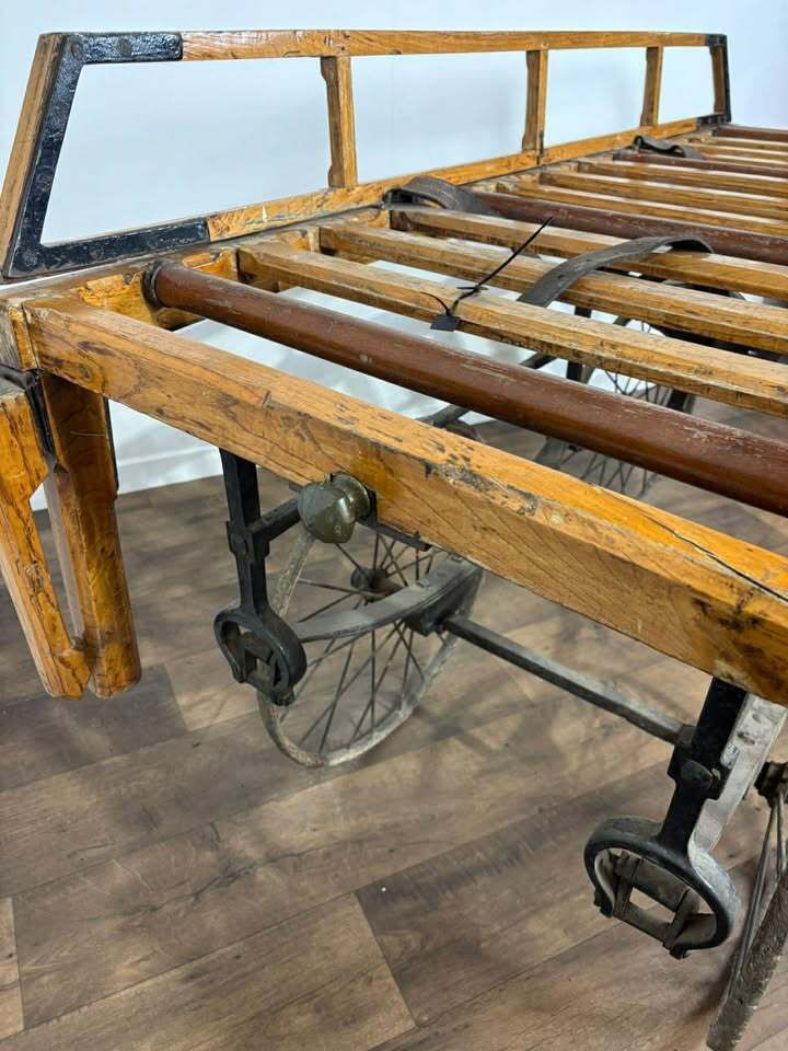 Victorian Wooden & Cast Iron Coffin Cart photo Garden Decor