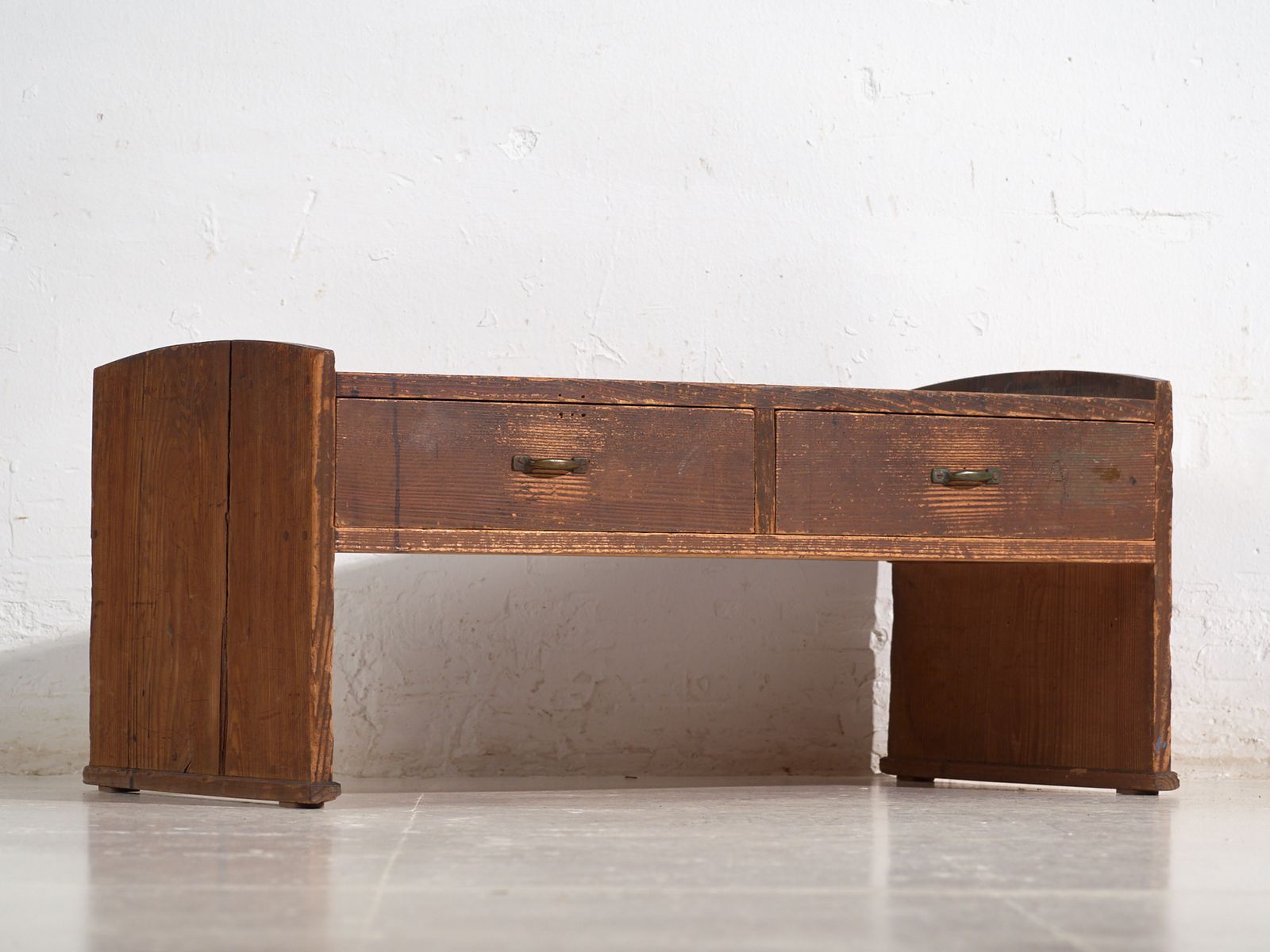 Japanese Low Desk Table With Drawers In Cedar – Showa Period (C.1926–1970) photo vinterior