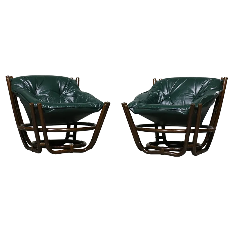 Nordic Armchairs In Bamboo And Leather