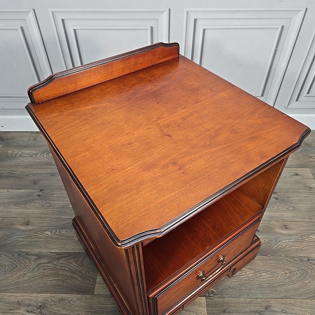 Vintage Bedside Cabinet Table Mahogany Nightstand Drawer Slide Butlers Shelf photo for sale