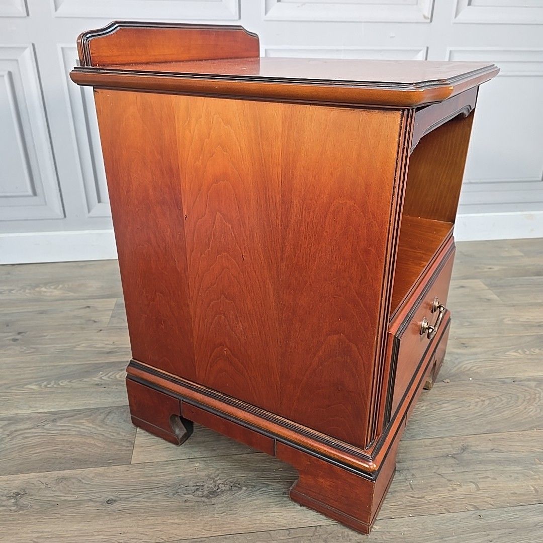 Vintage Bedside Cabinet Table Mahogany Nightstand Drawer Slide Butlers Shelf photo Furniture