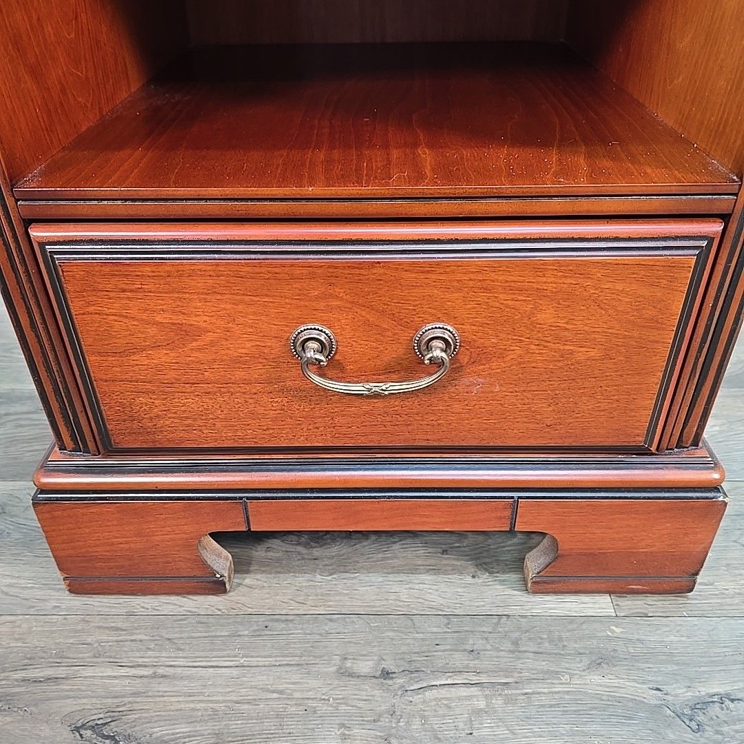 Vintage Bedside Cabinet Table Mahogany Nightstand Drawer Slide Butlers Shelf photo vinterior