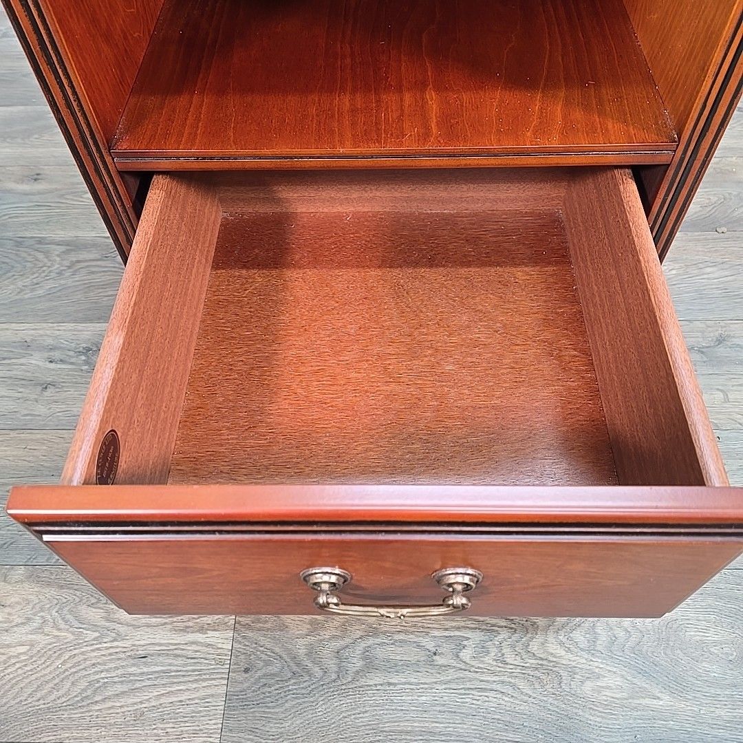 Vintage Bedside Cabinet Table Mahogany Nightstand Drawer Slide Butlers Shelf photo vintage