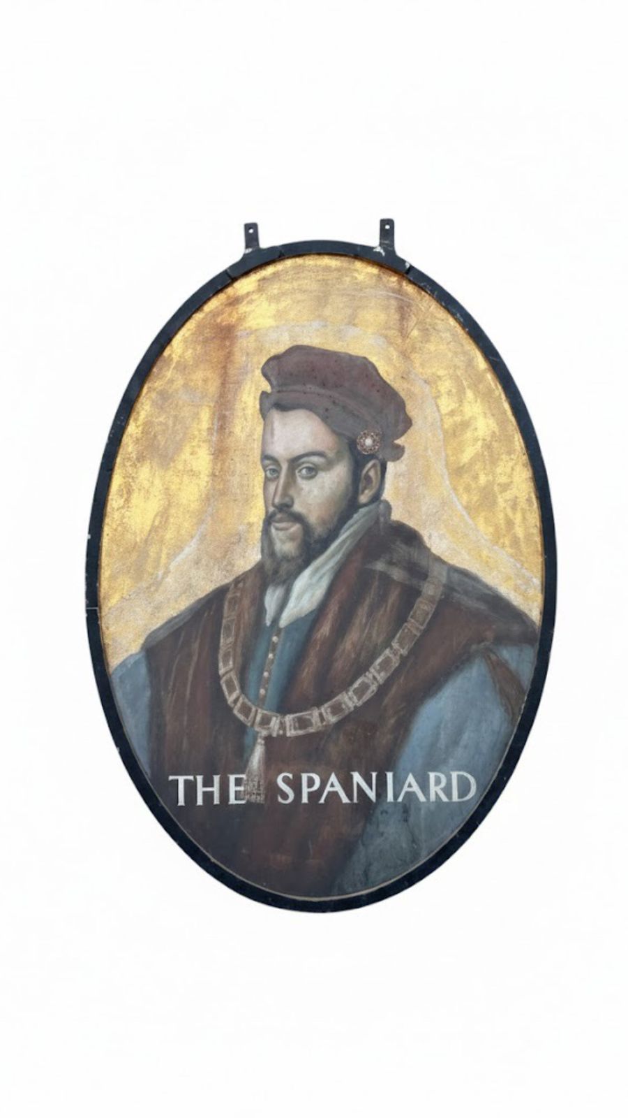 “The Spaniard” Painted Metal & Gilded Pub Sign (Bnhp) photo 2500.0