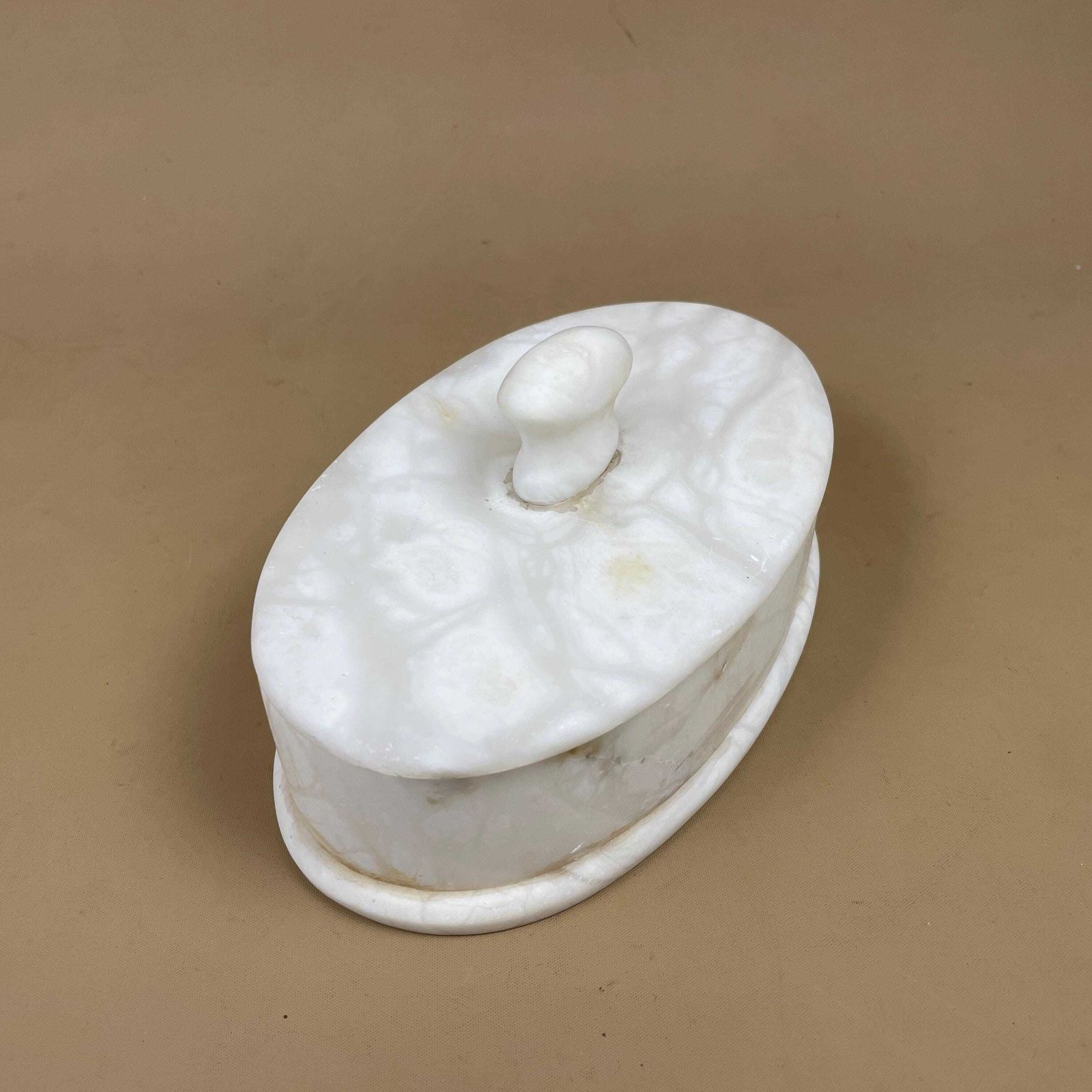 White Onyx Trinket Box Marble Lidded Pot Decorative Vanity Storage Keepsake Stone Jewellery Box Bedroom Dressing Table Decor photo for sale