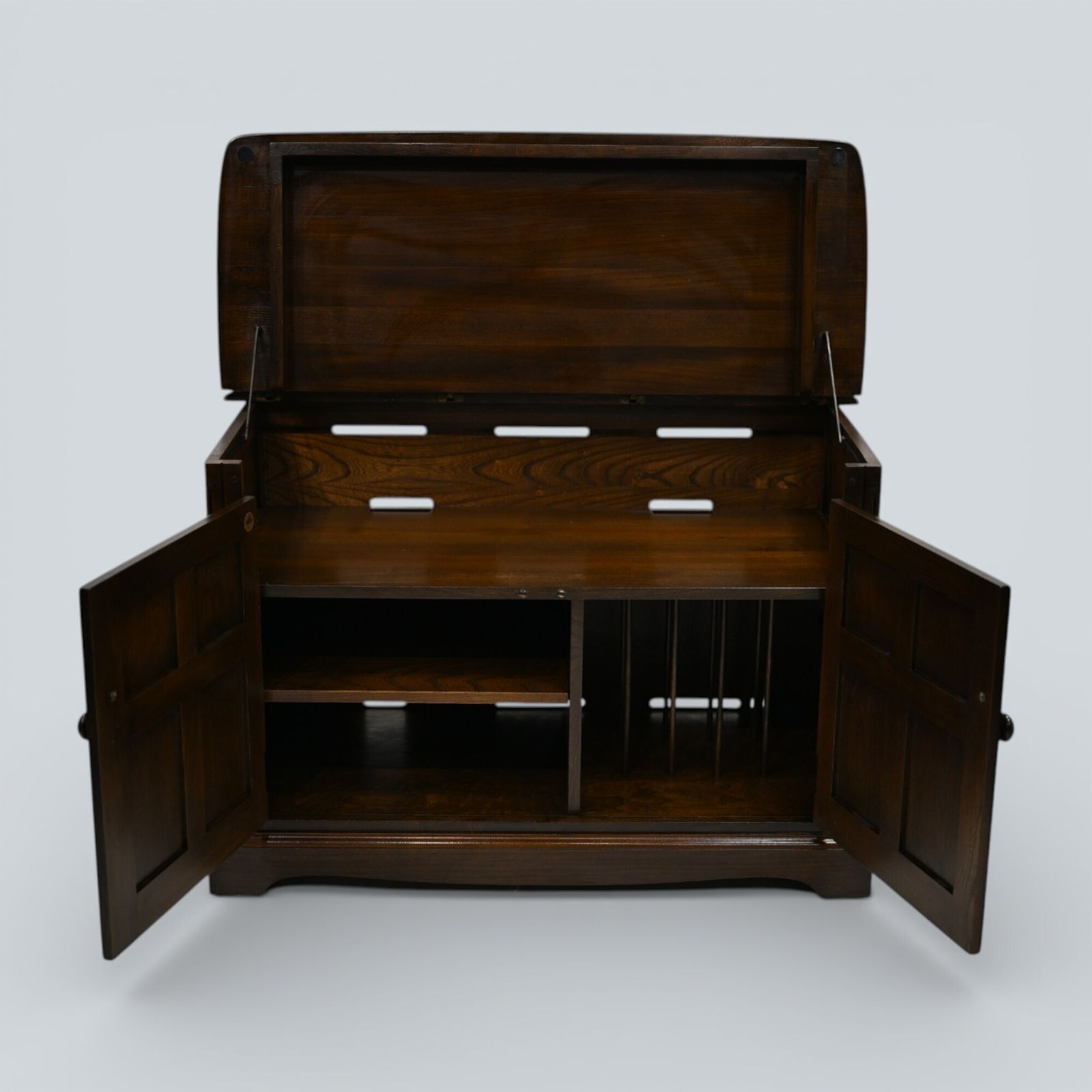 387.0 Ercol Malvern Music Hi Fi Cabinet Dark Finish Free Uk Delivery photo