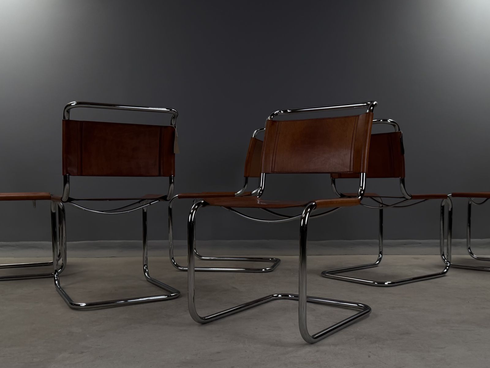 6 Dining Chairs Mart Stam Marcel Breuer S33 Set Of Six Fasem Chrome Tan Brown Cognac Leather Cantilever Bauhaus 6 Mid Century Dining Chairs 226 photo 5995.0