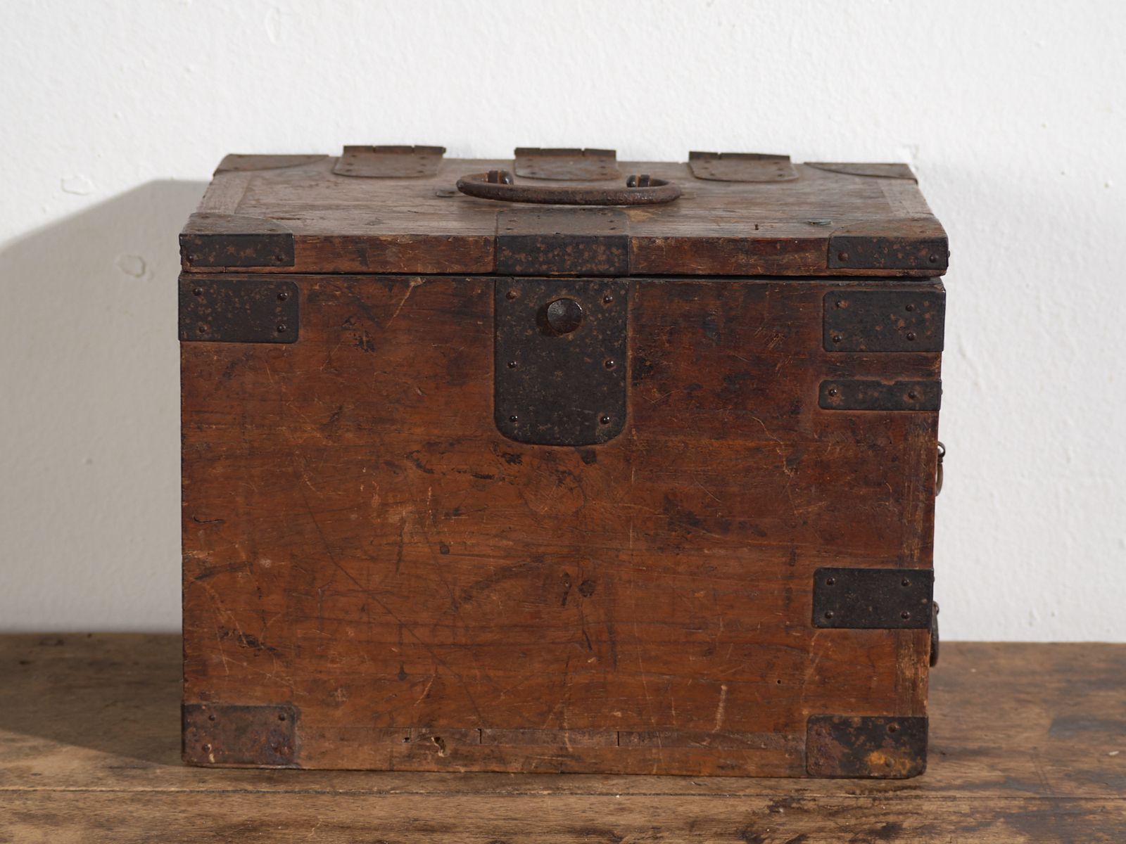 photo for sale Antique Japanese Document Chest With Drawers And Iron Hardware – Portable Tansu – Meiji–Taishō Period (C.1880–1920)