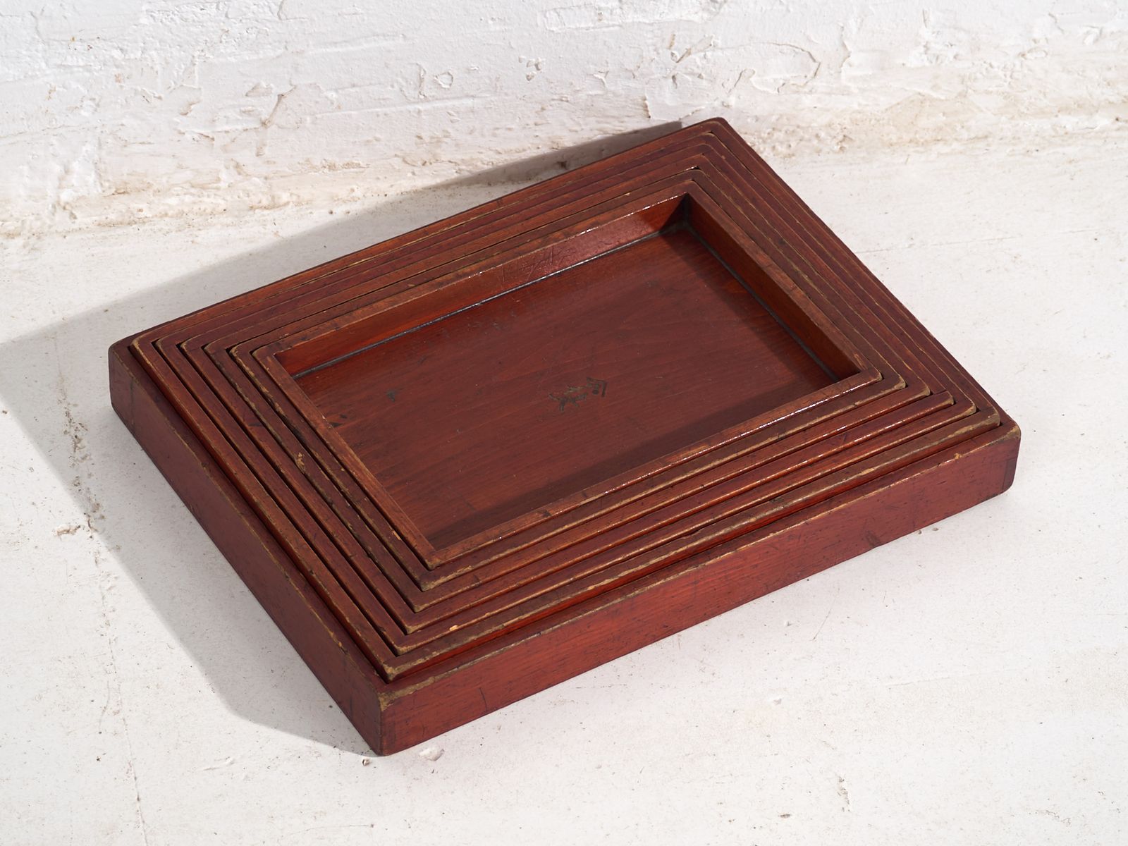 Antique Japanese Wooden Serving Trays Set Of 7 – Taishō–Showa Period (C.1910–1940) photo furniture