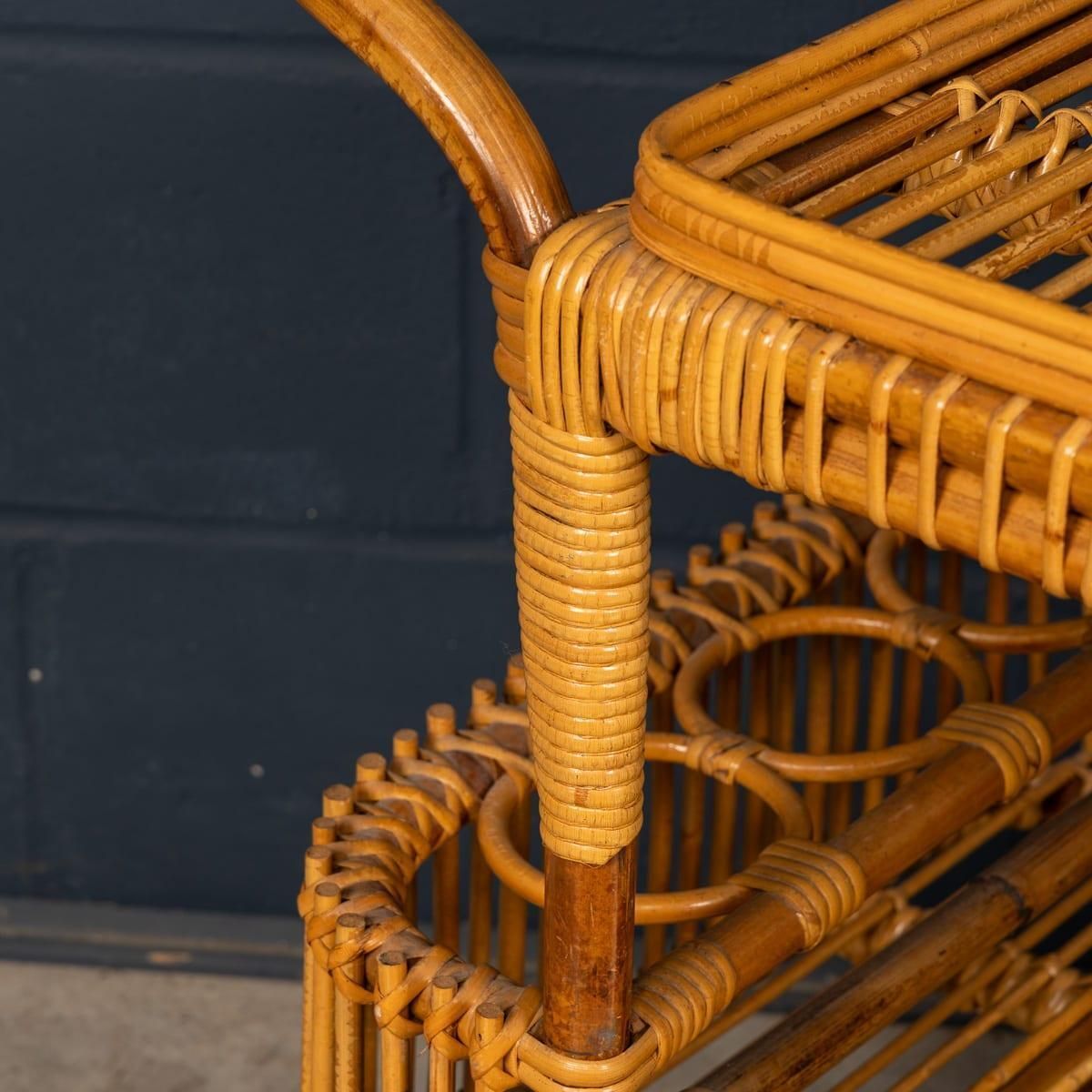 photo buy Vintage 20th Century Italian Rattan & Bamboo Drinks Trolley C.1960