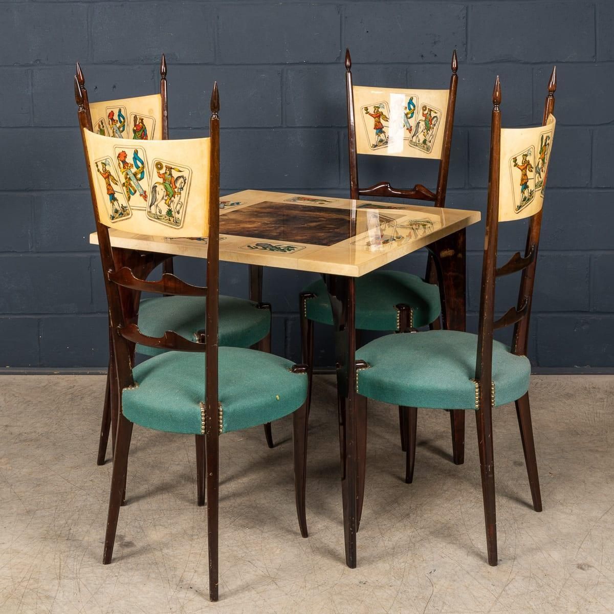 20thc Italian Dining Set / Games Table With Playing Cards Motif By Aldo Tura photo for sale