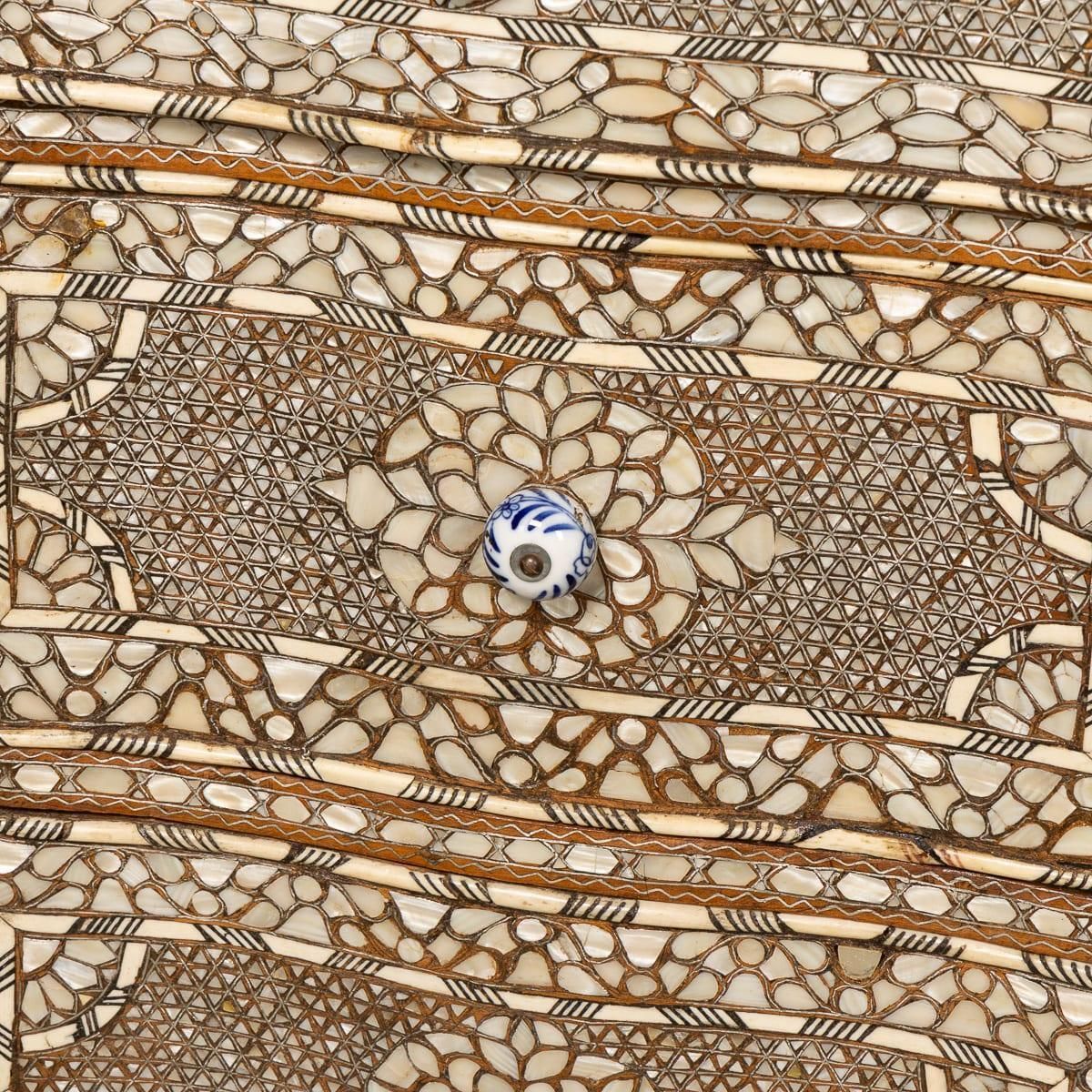 photo buy 20thc Levantine Mother Of Pearl & Camel Bone Inlaid Chest Of Drawers C.1900