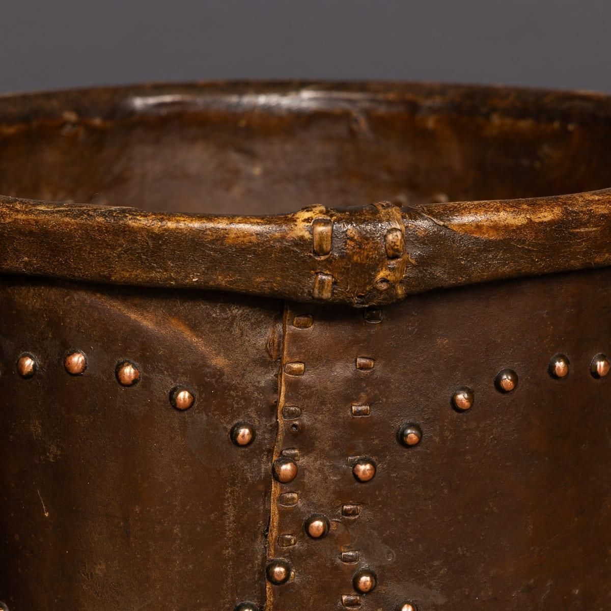 photo buy Antique 20th Century Edwardian Vellum Clad Metal Lined Log Bucket C.1910
