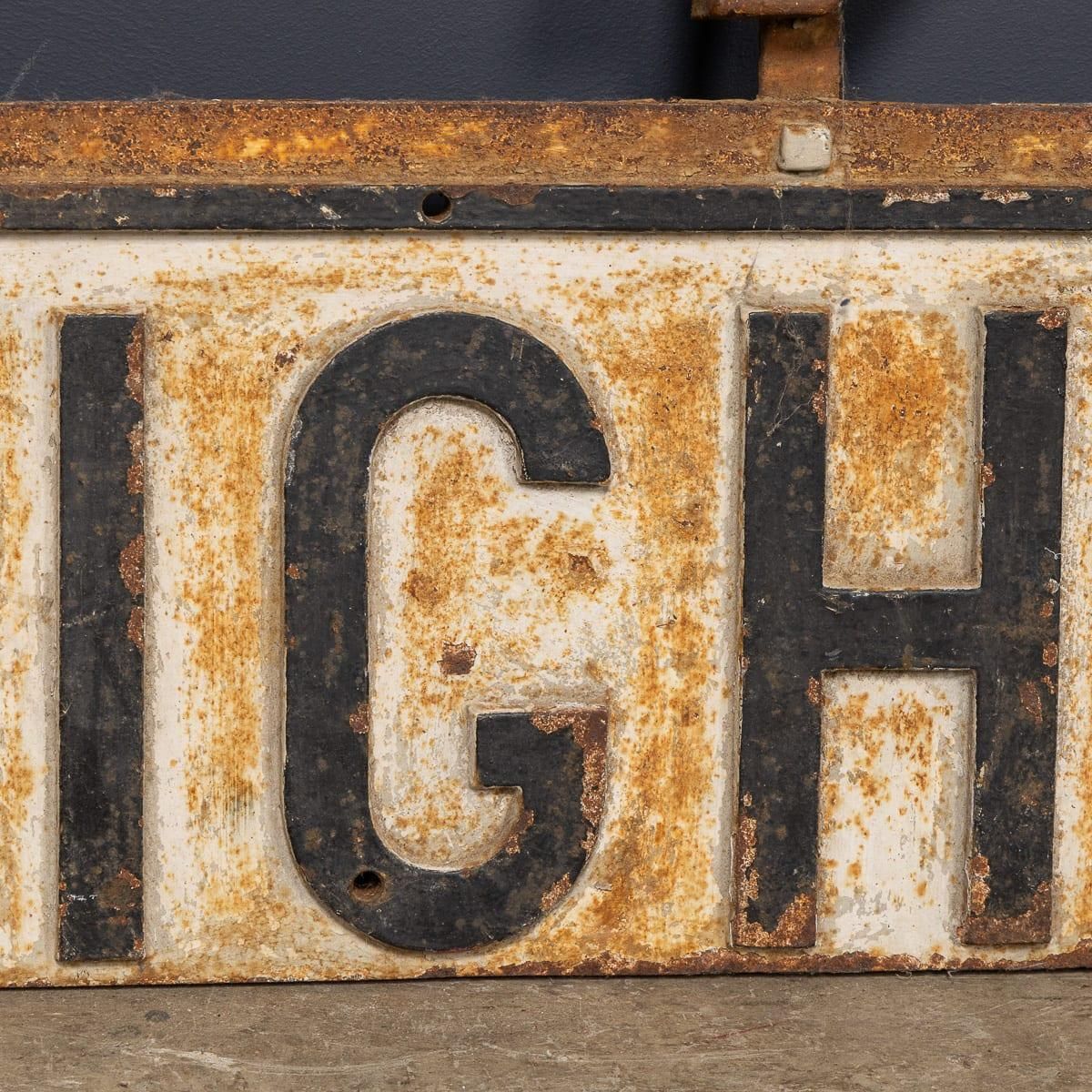 Vintage 20thc English Cast Iron With Black & White Enamel 'Brighton' Sign C.1940 photo vinterior