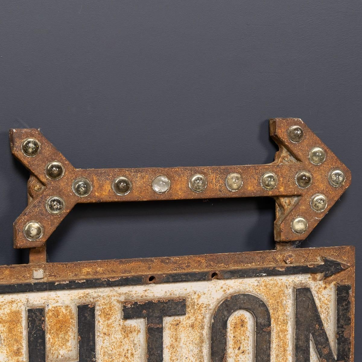 photo for sale Vintage 20thc English Cast Iron With Black & White Enamel 'Brighton' Sign C.1940