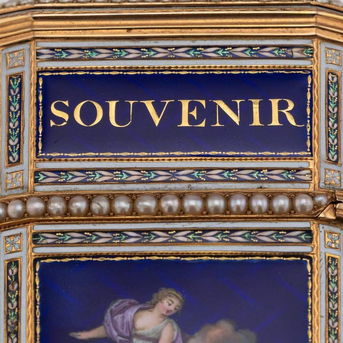 Home Decor Antique 18thc Swiss Gold, Enamel & Seed Pearl Aide Memoire "Souvenir" Box C.1790 photo
