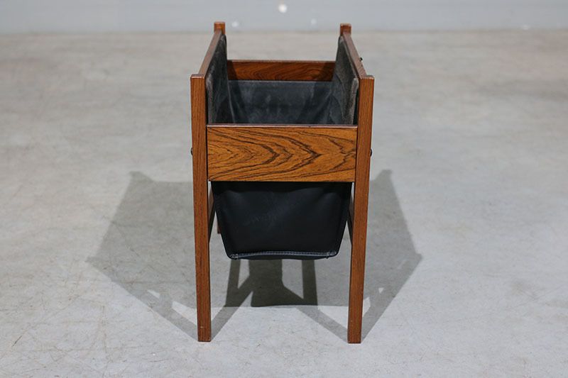 Danish Magazine Rack From The 1970s, Made Of Rosewood And Leather. photo Home Decor